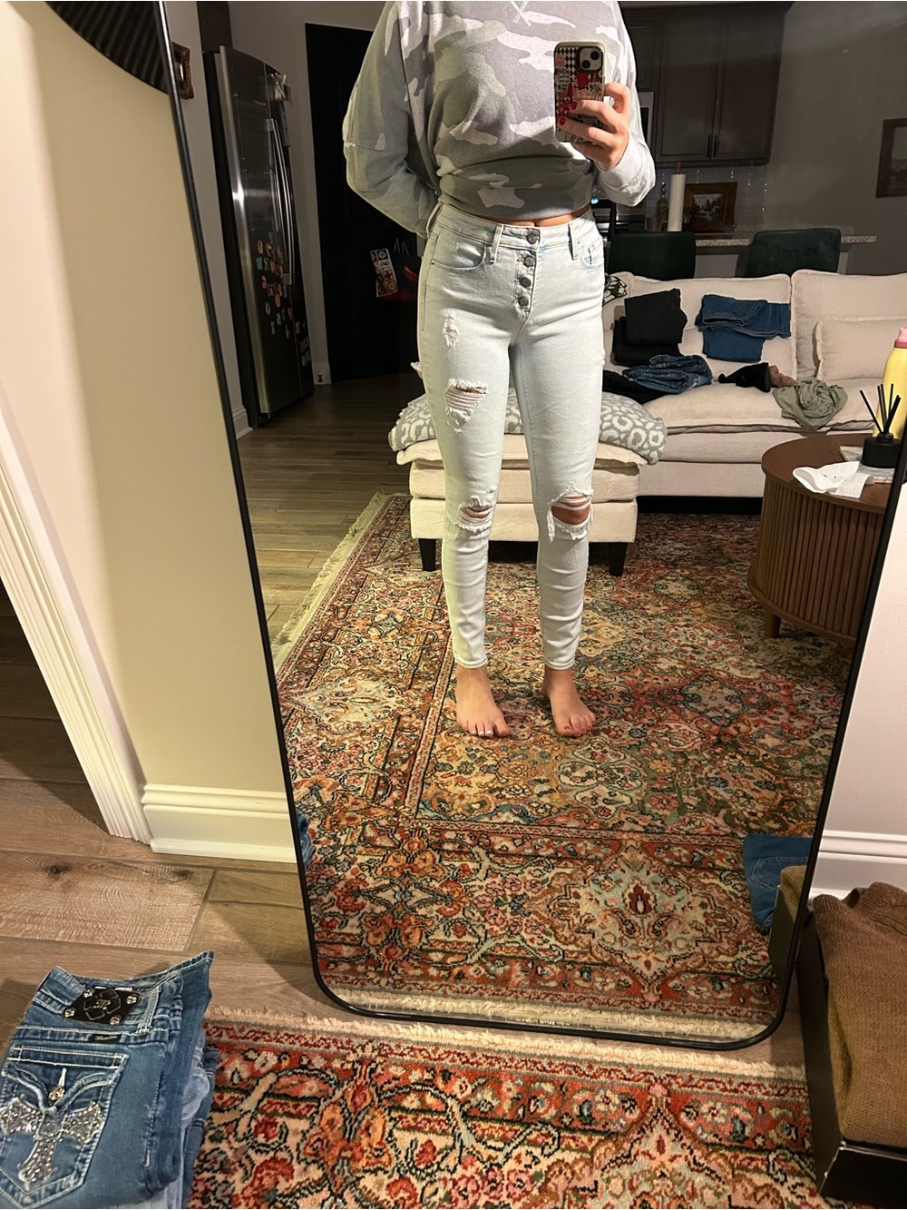 Old Navy Light Wash Distressed Skinny Jeans